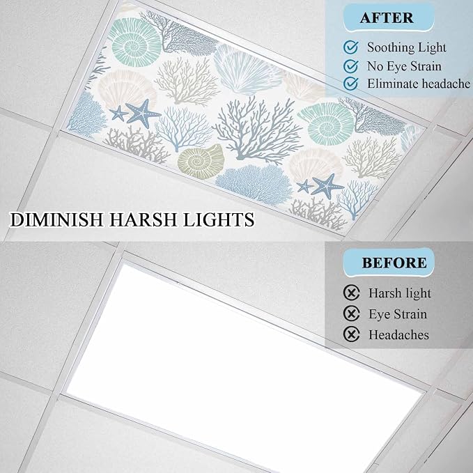 2 Pack Fluorescent Light Cover for Classroom Ceiling Light, Nautical Ocean - Image 8
