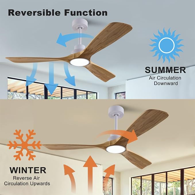 QUTWOB 52" Wood Ceiling Fan - Image 3