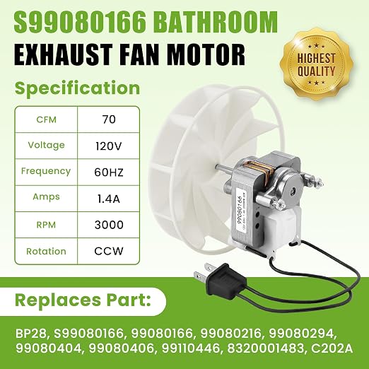 AMI PARTS S99080166 BP28 Vent Bath Fan Motor Replacement Fit - Image 4