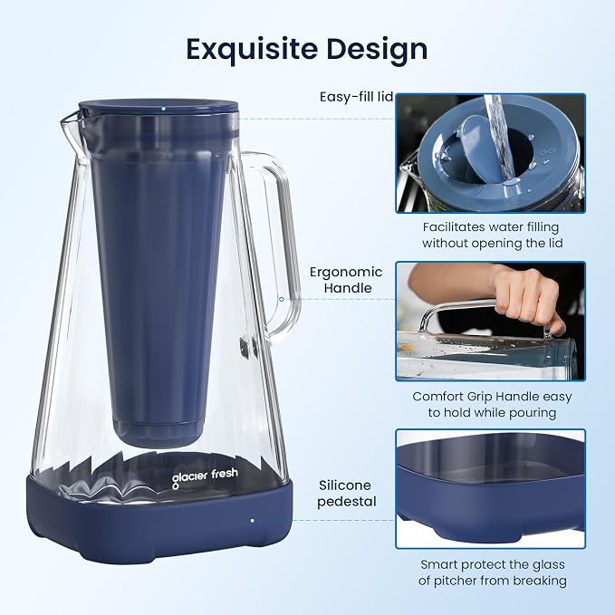 GLACIER FRESH 10 Cup Purela Glass Water Pitcher - Image 6
