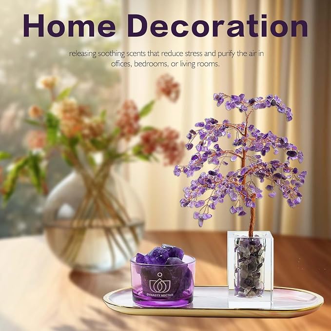 Runyangshi Amethyst Crystal Tree of Life & Natural Crystal Ore Diffuser Set - Image 6