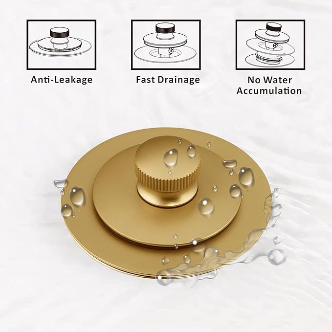 Artiwell Bath Tub Drain Trim Set Conversion Kit Assembly, With Easy Installation Lift and Turn Twist Bathdrain Stopper and Two Holes Tub Drain Overflow Faceplate,Fit Most Bath Drains, Champagne Bronze