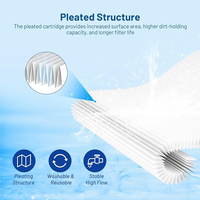 Whole House 5 Micron 10" x 2.5" Pleated Sediment Well Water Filter Cartridge - Image 4