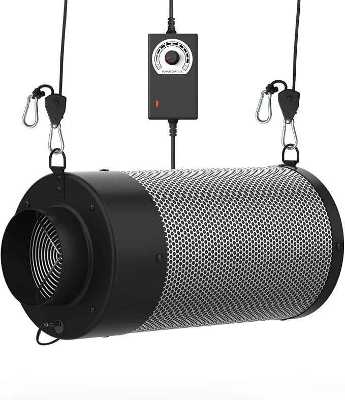Air Carbon Filter with Built-in Fan, 4 Inch, Australian Virgin Charcoal by HYDROWE