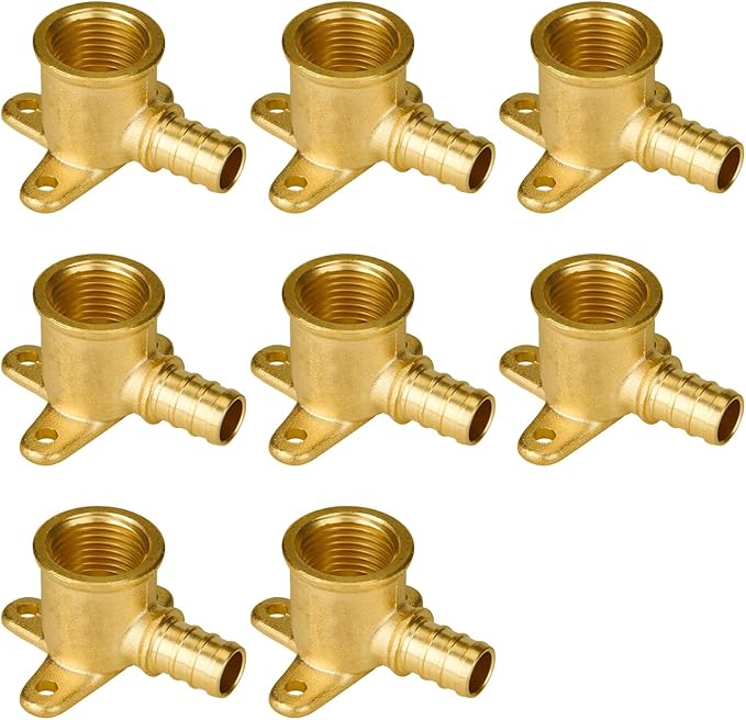 SUNGATOR 8-Pack Pex Drop Ear Elbow 1/2", No Lead Brass Fittings, UPC Certified, ASTM F1807
