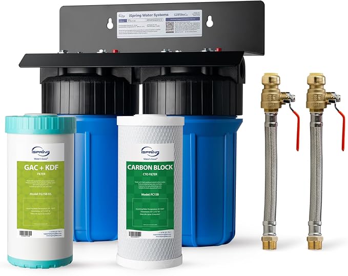 iSpring WGB21B-KS+AHPF12MNPT16X2 2-Stage Whole House Water Filtration System w/ by iSpring