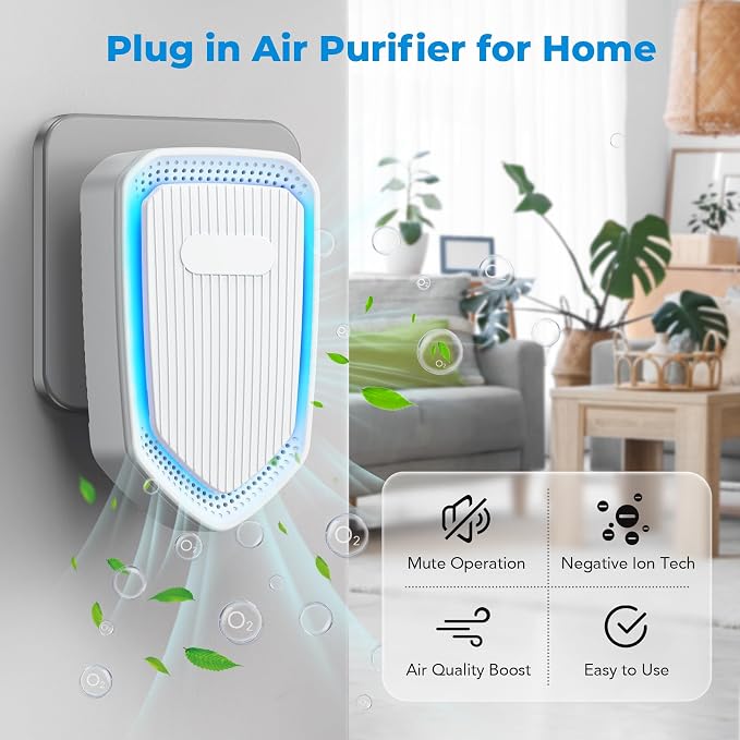 Air Ionizers Plug In Negative Ion Air Purifiers Quiet Air Freshener - Image 2