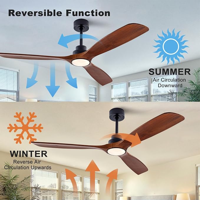 QUTWOB 60" Wood Ceiling Fan - Image 3