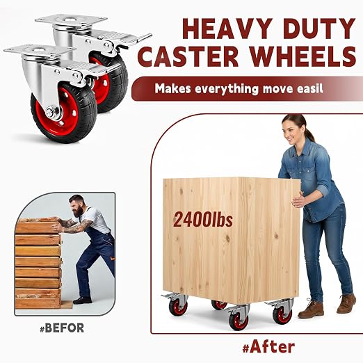 4 Inch Caster Wheels Heavy Duty - Image 2