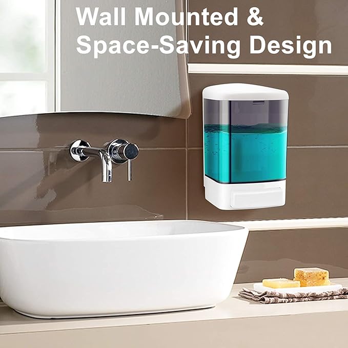 8-Pack Soap Dispenser Wall Mount 1000ml (33.8oz)–Commercial Heavy-Duty Plastic Liquid Dispenser for Soap,Shampoo,Hand Sanitizer–Manual Pump for Bathroom, Kitchen,Restaurant,Hotel (8 x 1000ml)