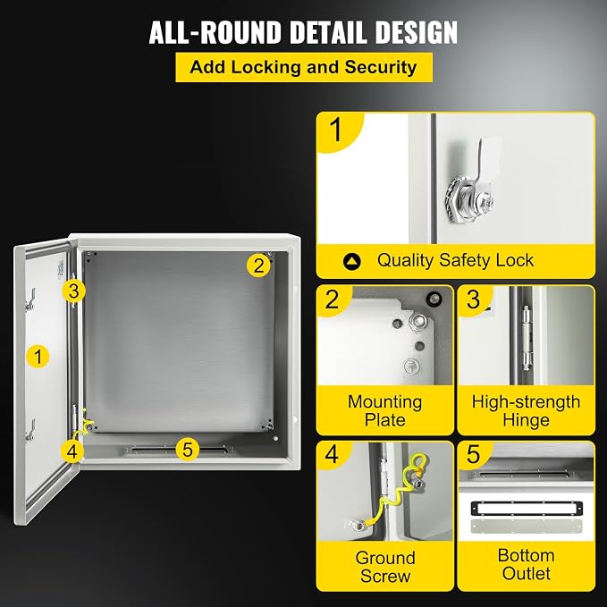 VEVOR NEMA Steel Enclosure, IP66 Waterproof & Dustproof, Outdoor/Indoor - Image 5