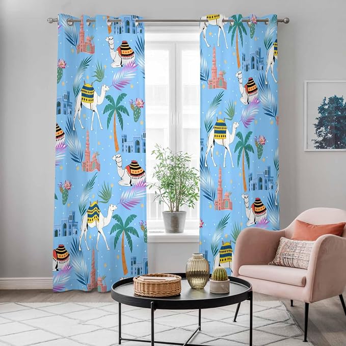 2 Panel Kitchen Cafe Curtains, Desert Landscape Sunlight Filtering Nature Air - Image 5