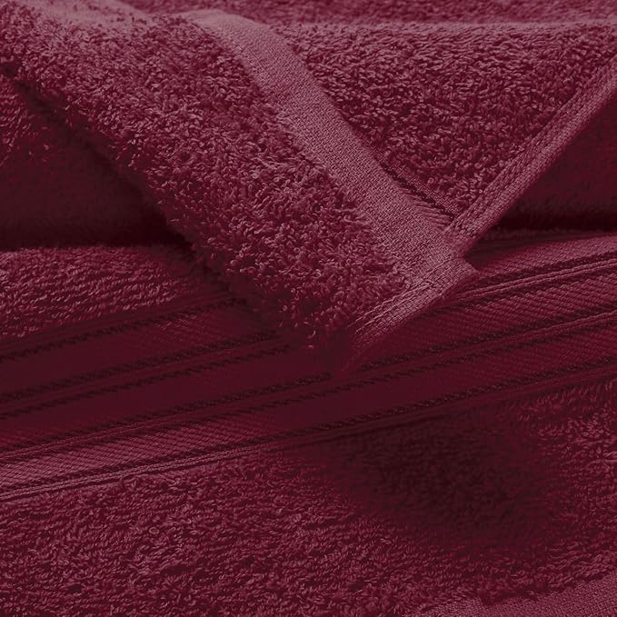BOUTIQUO Ultra Soft Cotton 6 -Piece Hand Towel Set 16x24 Inch, Ideal for use in Bathroom, Kitchen, Gym, Spa & General Cleaning, Compact & Lightweight Multi Purpose Hand Towels - Burgundy