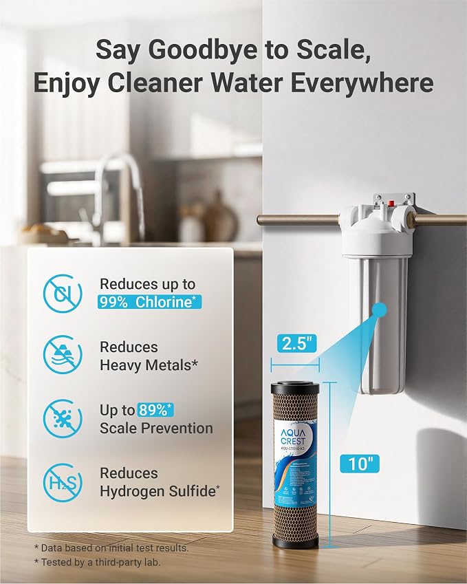 AQUA CREST 1 Micron 2.5"x10" Whole House CTO Carbon Water Filter Cartridge - Image 2