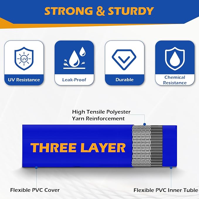 1.5" x 100 ft Discharge Hose for Swimming Pools, Heavy Duty PVC Lay Flat Water - Image 4