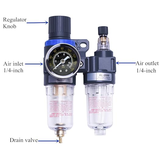 1/4" Compressor Air Filter Air Pressure Regulator Water-oil Separator Trap - Image 4