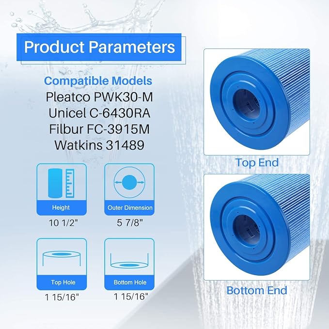 POOLPURE PLFC-6430-M Spa Filter Replaces Watkins 31489, Compatible Pleatco - Image 2