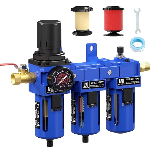 NEWPO 3/8'' NPT Compressed Air Filter Regulator Lubricator Combo Water/Oil Trap by NEWPO