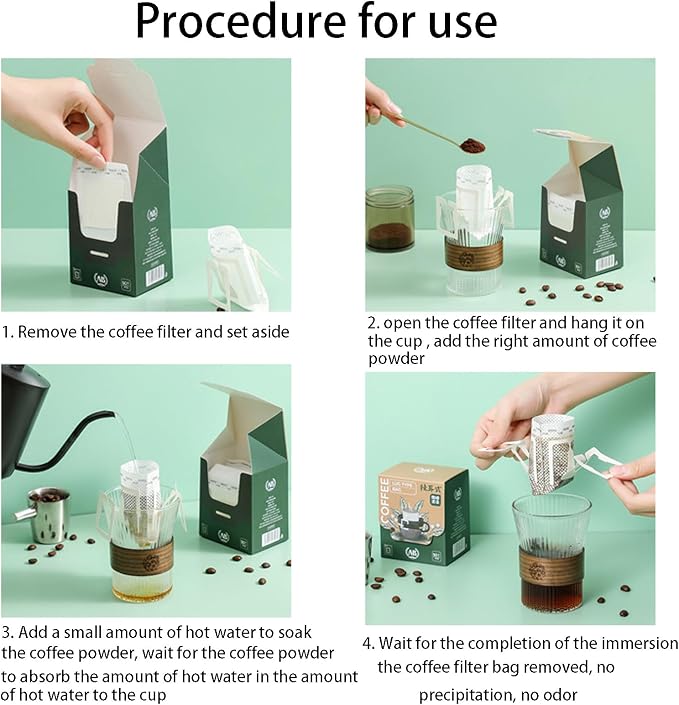 SZLYTYUN 50PCS Portable Coffee Filter Paper Hanging Ear Drip Coffee Single - Image 6