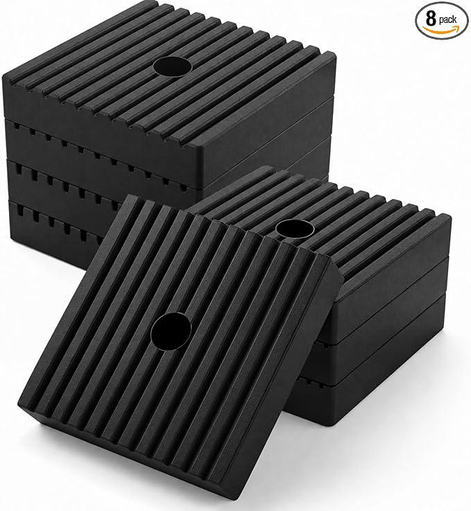 8 Pack 4" x 4" x 1" Heavy Duty Anti Vibration Pads Solid Rubber Shock Isolation by Innconee