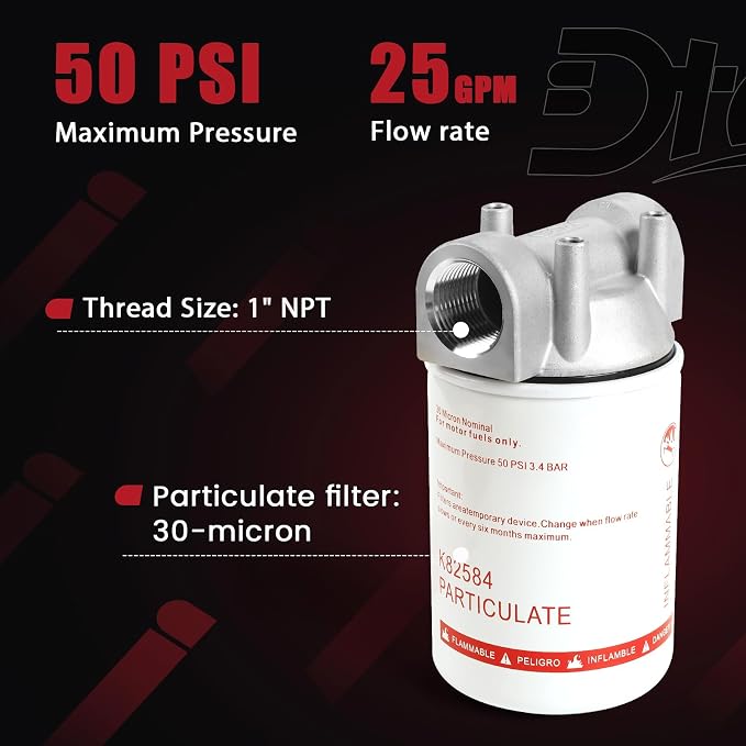 High Flow Fuel Filter, 1” NPT 30 Micronn Spin-on Cartridge Style Compatible - Image 4