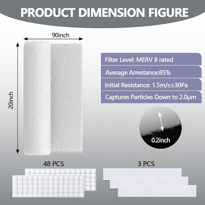 20" x 90" Air Vent Filters, - Image 2