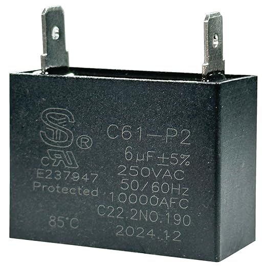 C61-P2 Capacitor 6uF 250VAC 50/60Hz 10000AFC C22.2NO.190 85℃, UL E237947 by ORIGPARTS