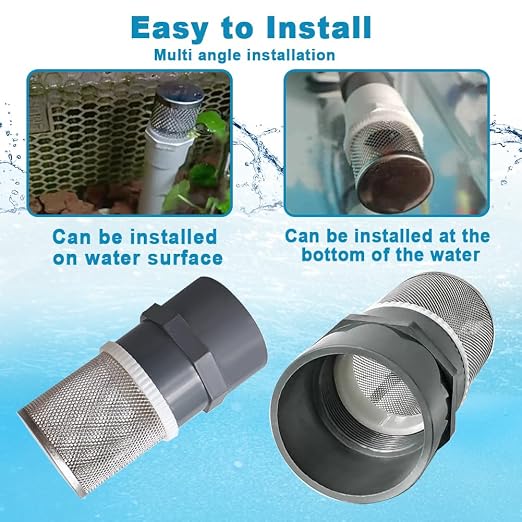 DN15 inch stainless steel filter cover connected to 1/2" grey pvc filter DN15 - Image 6