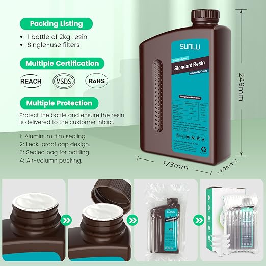 SUNLU 3D Printer Resin 2kg, Fast Curing Standard 3D Resin - Image 6