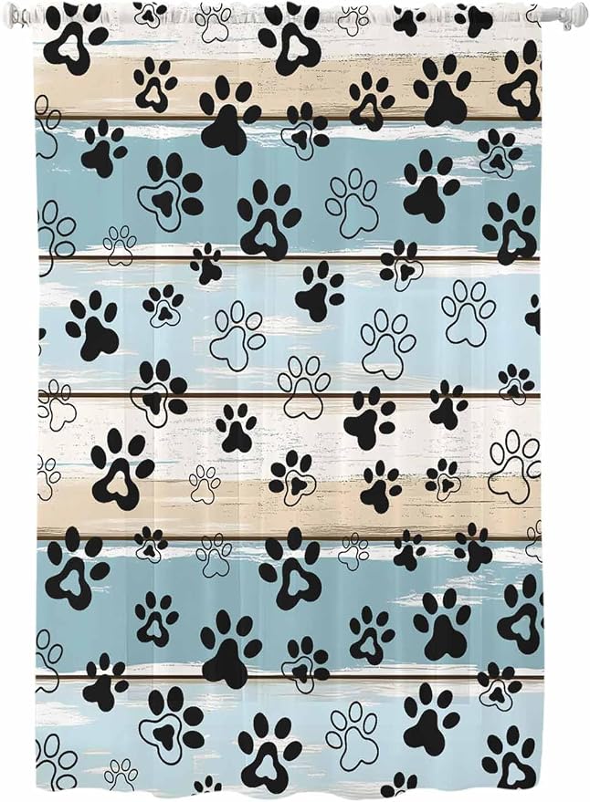 Sheer Curtains 63 Inch Length, Vintage Farmhouse Country Wood Grain Privacy by Unknown