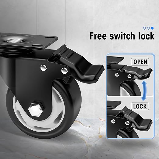 3" Swivel Plate Casters, 1000Lbs Capacity - Image 4