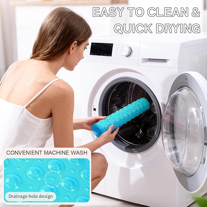 Anti-Slip Bathtub Shower mat, 27.5×14.5（Approximately 70×37cm） inch Soft Oversized Machine Washable Non-Slip Bathtub mat with Drainage Holes, Bathroom Floor Suction Cup.（1-Clear Green）