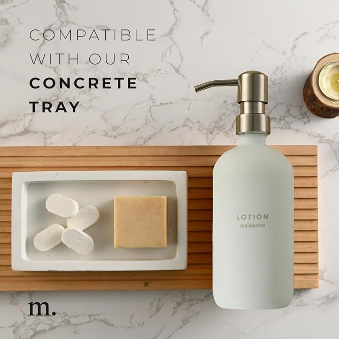 MaisoNovo Soap Dispenser 1-Piece Set | 16.9oz White Bottles with Silver Stainless Steel Pump