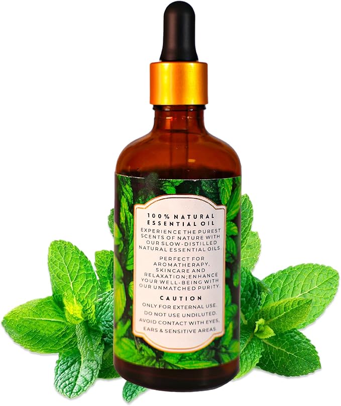 Luxurious Spearmint Essential Oil by Enhanced Essentials|with Dropper|Slow Distilled Essential Oils for Home,Skin Care,Aromatherapy,Bath,Massage,Gifting,Soap and Candle Making|3.38 fl oz (100 ml)