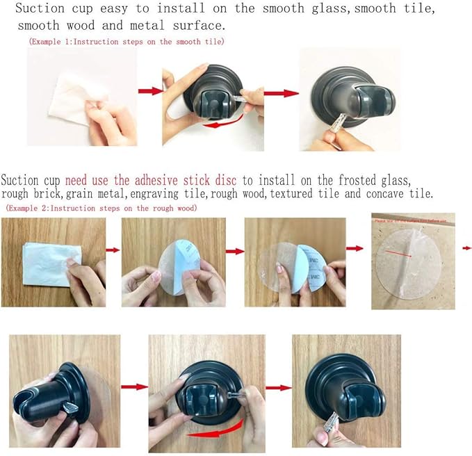 JiePai Suction Cup Shower Head Holder, Adhesive Suction Handheld Shower Head Holder Bracket,Removable Wall Mount Head Holder for Bathroom,Brushed Nickel