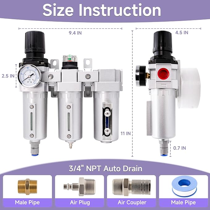 3/4" NPT Industrial Grade Auto Drain Air Dryer - Image 7