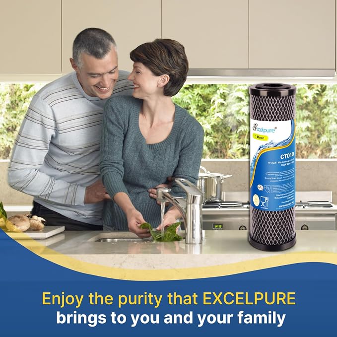 EXCELPURE 1 Micron 10" x 2.5" Whole House CTO Carbon Water Filter Cartridge - Image 9