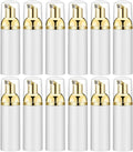 2 Oz Empty Foam Pump Bottle (12PCS) Travel Foaming Soap Dispenser for Hand Soap, Lash Shampoo Cleanser (White&Gold)