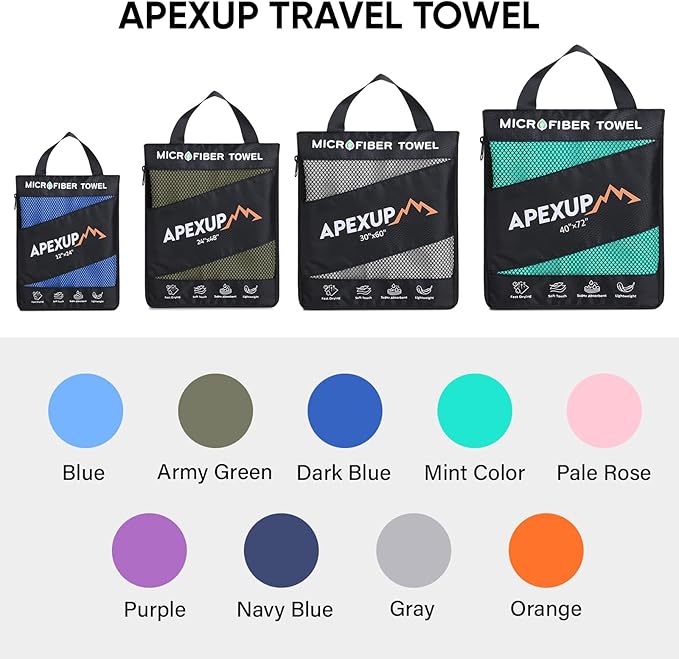 APEXUP Microfiber Travel Towel, Ultra Absorbent Quick Dry Towels, Lightweight Gym Sports Camping Towel for Workout, Yoga, Beach, Shower, Swimming (48"×24", Mint Color)