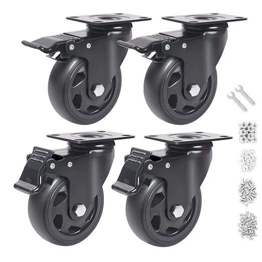 4 Inch Caster Wheels 2000lbs, Casters Set of 4, Heavy Duty Plate Casters by YAEMIKY