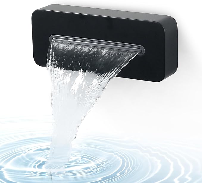 Wall Mounted Tub Spout Adjustable Waterfall Bathtub Sprayer High Flow Bathroom Tub Nozzle for Bathtub and Basin, Matte Black