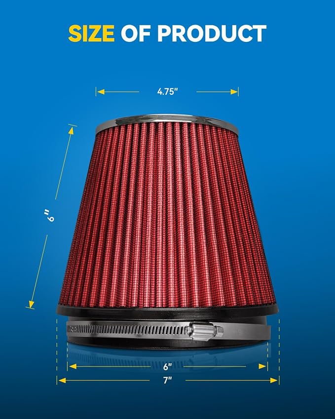 PHILTOP Universal Clamp-On Air Intake Filter, Replacement Air Filter: High Flow - Image 4