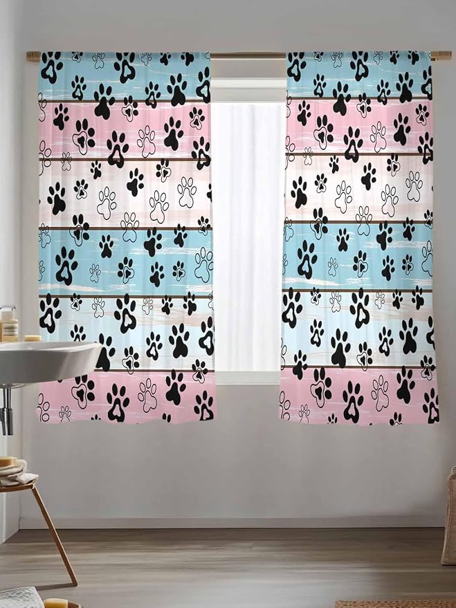 Sheer Curtains 63 Inch Length, Farmhouse Beige Wood Privacy Voile Drapes - Image 5