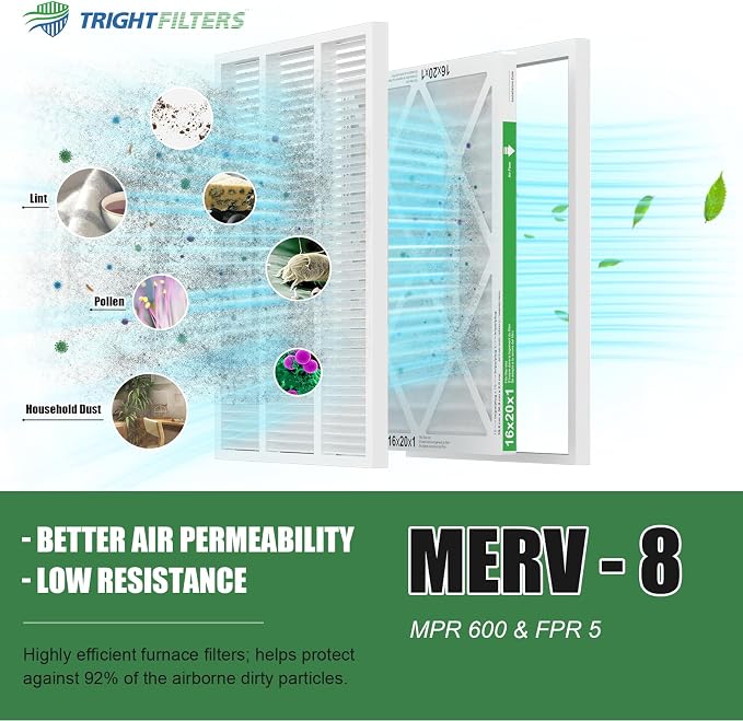 16x20x1 Air Filter 4 Pack, MERV 8 Pleated Dust Defense Air Filters Replacement - Image 5