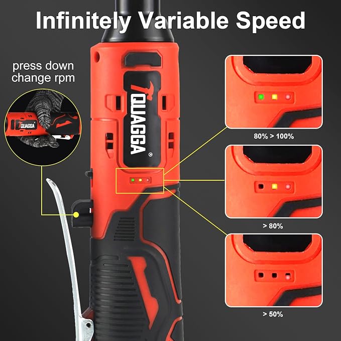 3/8" Cordless Electric Ratchet Wrench Set, 12V Power Ratchet Tool Kit - Image 3