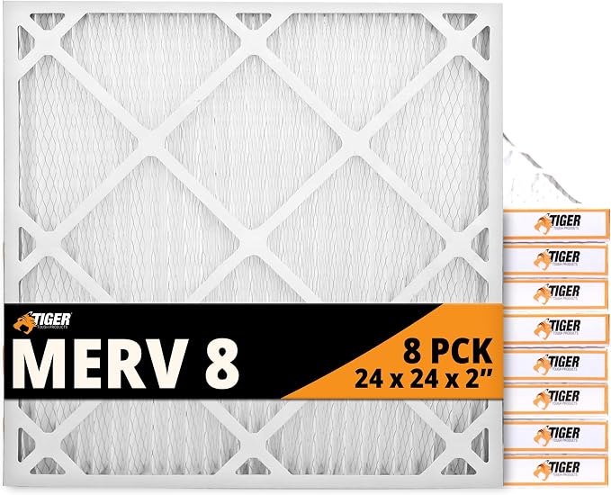 Tiger Tough 24x24x2 Air Filter MERV 8 MPR 600-800, High-Performance Pleated by TIGERTOUGHPRODUCTS