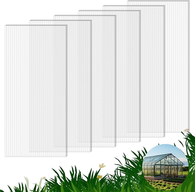 6 Pack Polycarbonate Greenhouse Panels, Excellent Light Transmission & Weather by FAHKNS