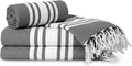 Turkish Cotton Beach Towel Pack of 4 & 1 Boho Tote Bag - Hammam Towels - No Shrink - Quick Dry - Lightweight - Sand Free - Camping - Pool - Tanning - Beach Essentials - Gray (40"x70")
