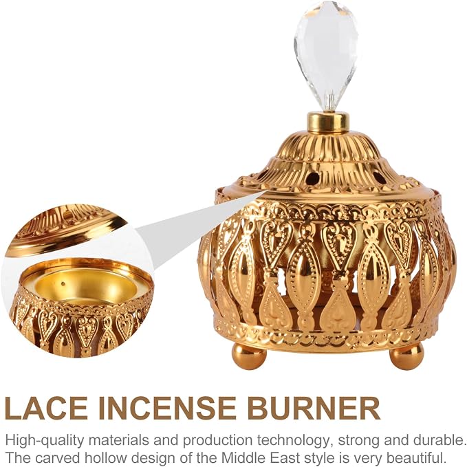 VANZACK Golden Decorative Censer Hollowed Incense Burner - Image 7
