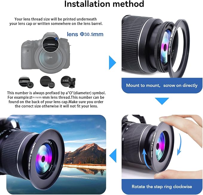 30.5mm Lens to 58mm Camera Lens Adapter, 30.5mm to 58mm Filter Step up Ring - Image 5
